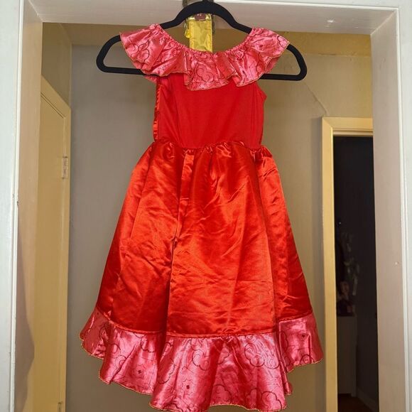 Sz 4 Disney Elena of Avalon Red and Gold Dress Costume - Picture 5 of 12